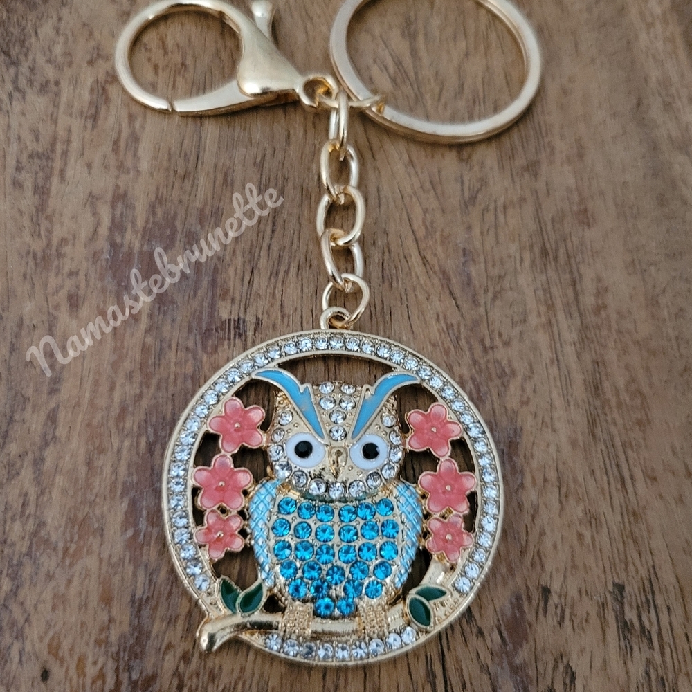 2/$20 Boho Owl Crystal Rhinestone Keychain Bag Charm